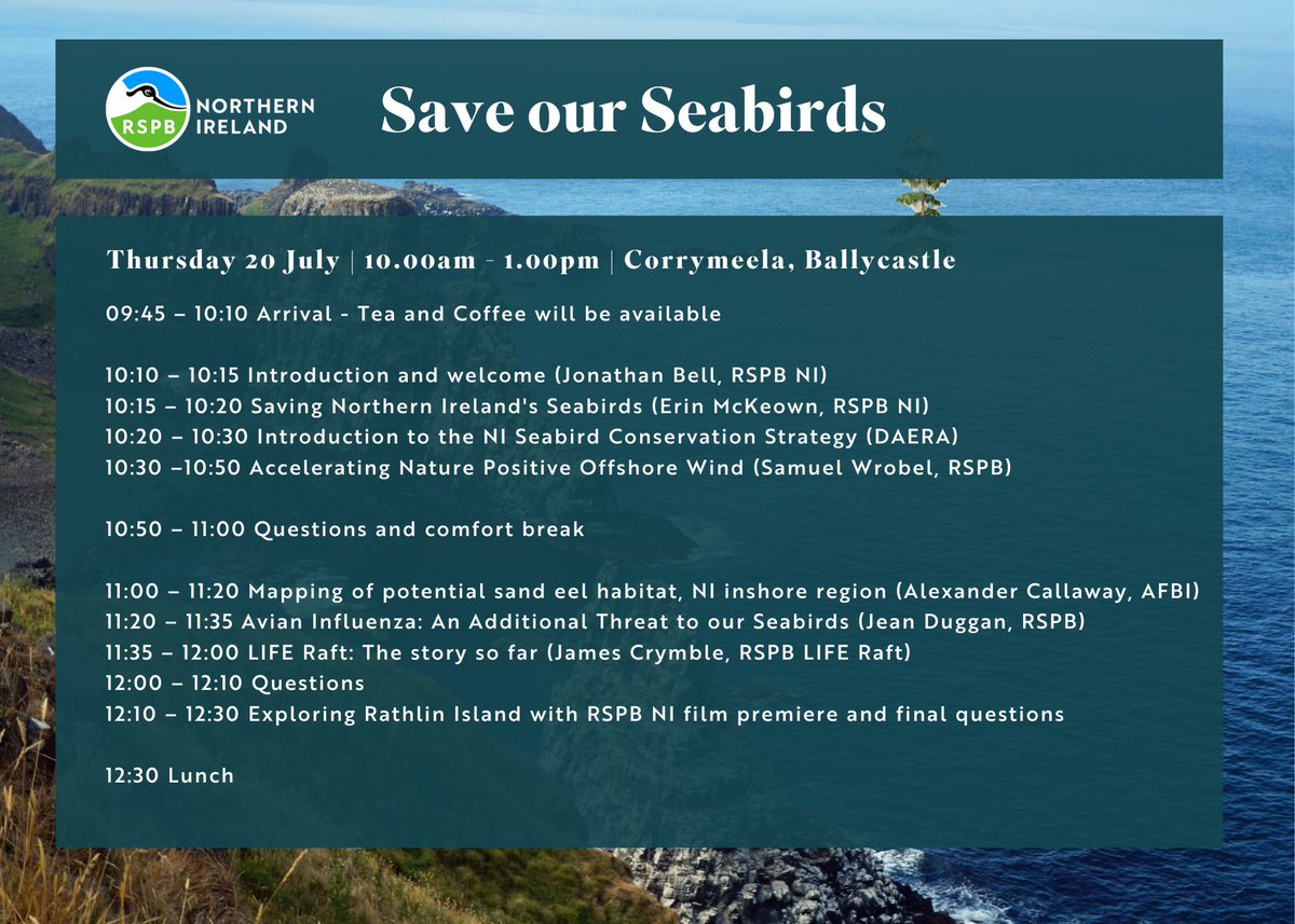 Great to be in @corrymeela for the @RSPBNI #SaveOurSeabirds event- what a view!!! Thanks to @ErinMc_keown & @Jonnypwbell for making it happen! Great lineup of speakers from @daera_ni, @AFBI_NI, @Natures_Voice & @LIFERathlin