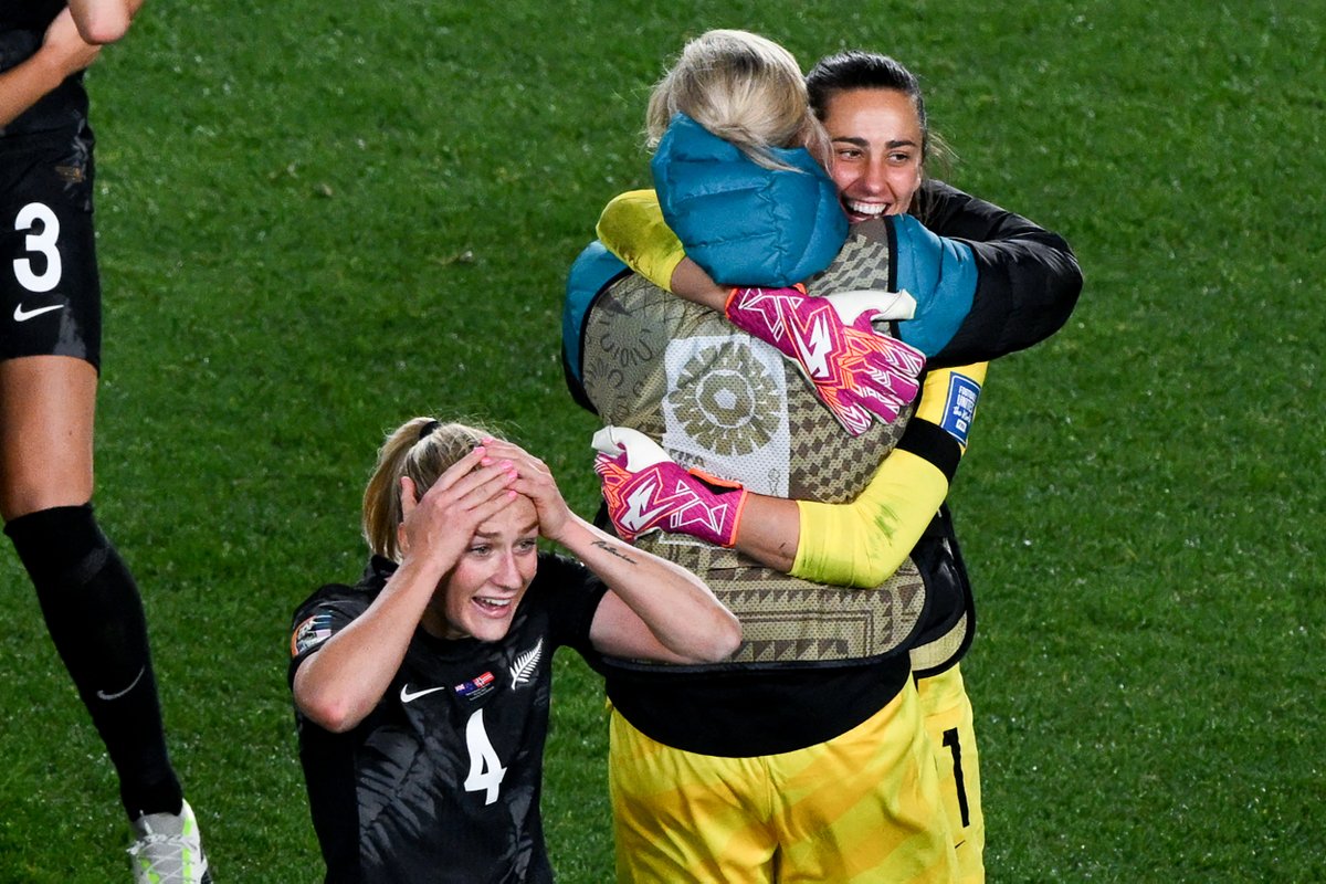 FIFAcom's tweet photo. What a moment for @FIFAWWC co-hosts @NZ_Football! 🇳🇿
History is made as Hannah Wilkinson's goal gives them their nation's first ever World Cup victory – and it comes on home soil 👏 https://t.co/2ZsXriJhYG