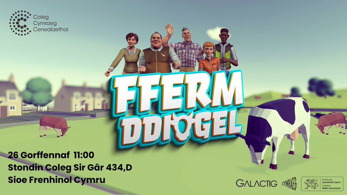 colegcymraeg's tweet photo. Ar 26/7 11:00 ar faes @royalwelshshow bydd adnodd arloesol 'VR' cyntaf o'i fath yn cael ei lansio ar ddiogelwch fferm, "Fferm Ddiogel"
Dewch draw!
@ColegSirGar @CFfICymru @WalesYFC @FENews @FarmingConnect @Ffermio @LlCCefnGwlad @farmsafetywales @Galactig https://t.co/KVEKPAmrCc