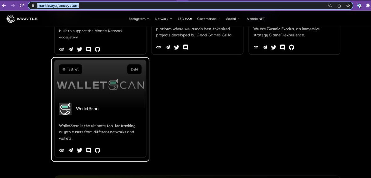 We are proud to announce that we are on <a href="/0xMantle/">Mantle Network</a> ecosystem page 🐋

mantle.xyz/ecosystem

#Walletscan keeps building 💪🏻