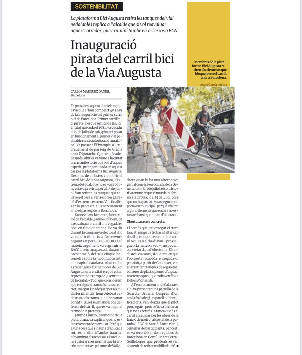MontseCantinMas's tweet image. 🚲 Una gran oportunitat perduda: la reforma completa de la #ViaAugusta amb carril bici inclós! 
Tota la vida  sense cap remodelació important i acabem amb un mini carril bici i seguim amb la distribució viària i parterres desastrosos.
El que és barat surt molt car!
