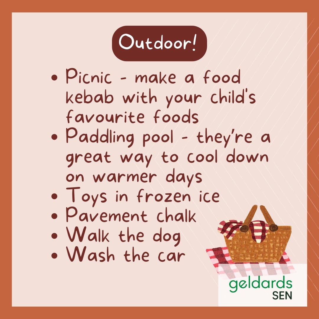 GeldardsSEN's tweet photo. We asked you what SEN-friendly home activities you had planned for the summer holidays, and you gave us lots of great ideas! We've compiled a list of your suggestions in this post, including a few of our own!🌞💚 

#GeldardsSEN #SEN #summerholidays #senfriendly #autism https://t.co/XnZWfnpgrx