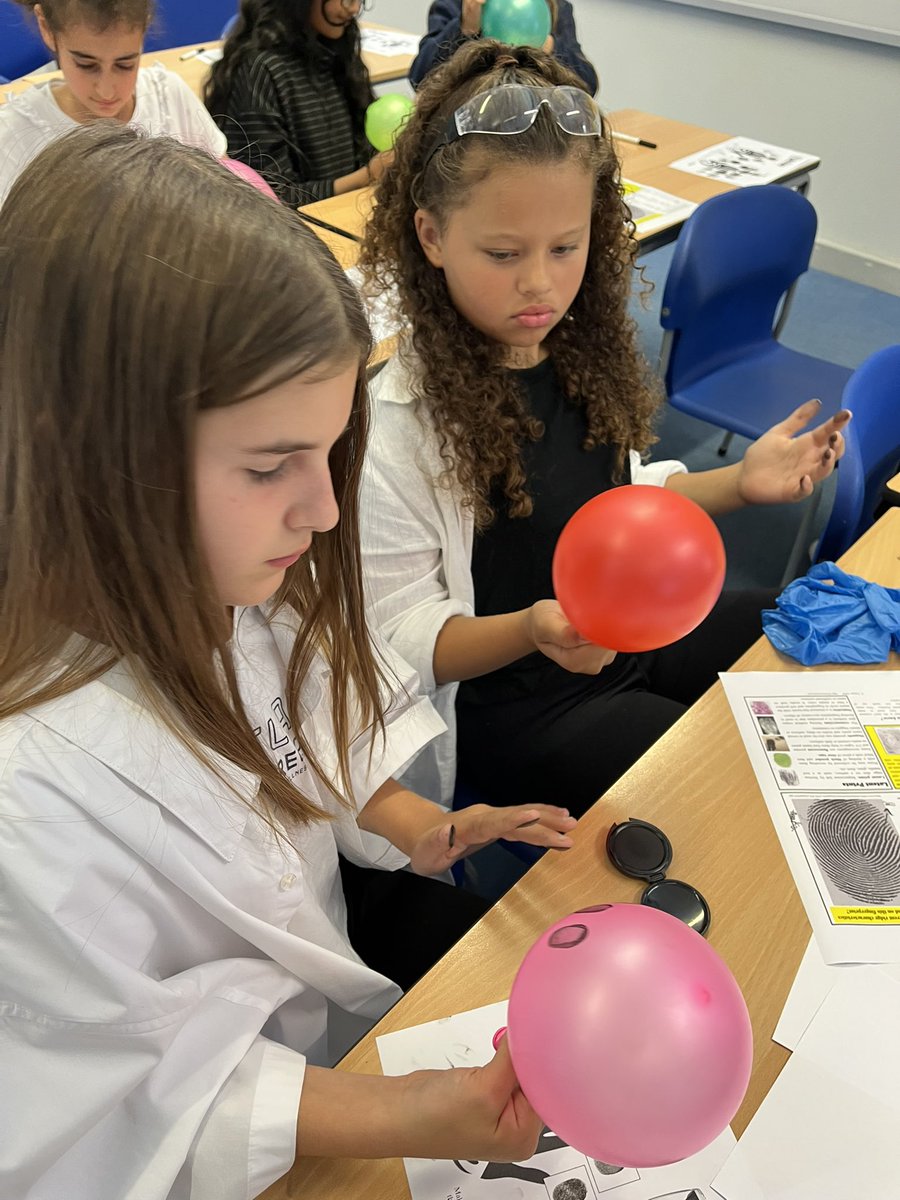 khpa_MrsS's tweet photo. We are using balloons to help expand our fingers prints so we can clearly see the ridges that help with identification. #AD2023 @KhpaPrincipal @khpa_h https://t.co/ta1NIS7i6D