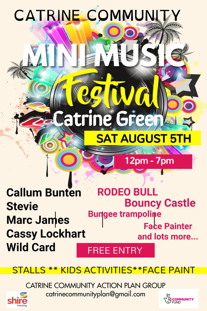 CatrinePlan's tweet photo. Not Long Now troops!!  Cant wait! 

Huge thanks to @TNLComFundScot for awarding our community to enable us to provide these amazing family events! You Rock!

#CatrineMusicFestival
#CatrineCommunity
#Letsdothis https://t.co/783ZvtCxgV
