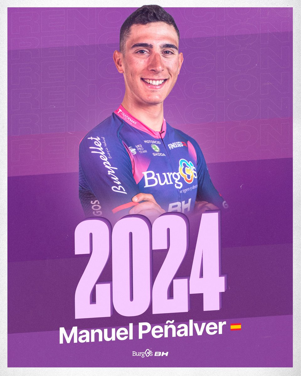 BurgosBH's tweet photo. 🚨 @Manupenalver10 renueva hasta 2⃣0⃣2⃣4⃣ y cumplirá su sexta temporada como ciclista morado

🗣️ "Voy a seguir trabajando para poder dar al equipo grandes resultados y esa victoria que todos nos merecemos"

📲 https://t.co/ug7bYfQniK https://t.co/oeaHZybmsK
