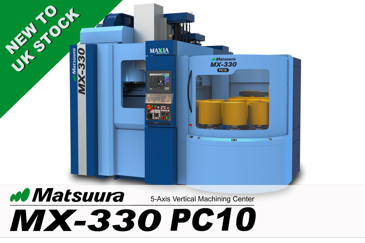 Matsuura_UK's tweet photo. We welcome back to UK stock the global 5 axis phenomenon that is the MX-330 PC10 multi-pallet 5 axis machine.
Configured with 90 tools, 10 pallets and a 15,000rpm MAXIA Spindle.
call on 01530 511400 to arrange a viewing at our state of the art Leicestershire facility.
#mx330 https://t.co/HpUruXdBZK