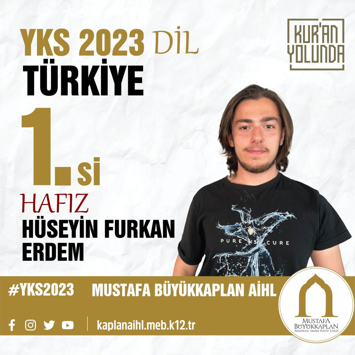 mebhafiz's tweet photo. YKS 2023’te Türkiye Birincisi Hafız! 

YKS 2023-Yabancı Dil Testi Arapça alanı https://t.co/YSGP52XU8w, Konya Mustafa Büyükkaplan Anadolu İmam Hatip Lisesi öğrencisi Hafız Hüseyin Furkan Erdem oldu. Tebrikler👏 @yilmaznazif @drahmetisleyen #Konya https://t.co/aOl5NfSUUw