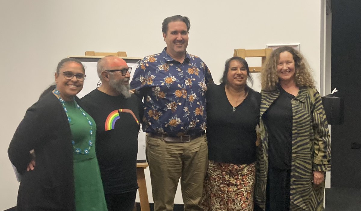 Wonderful inaugural Ron Hurley Memorial Lecture <a href="/QCAGriffith/">QCA Griffith</a> delivered by Gordon Hookey. So inspiring to hear about Ron's legacy and his pioneering commitment to Indigenous art and culture in Qld. Thanks to the Hurley family and all the panel members.