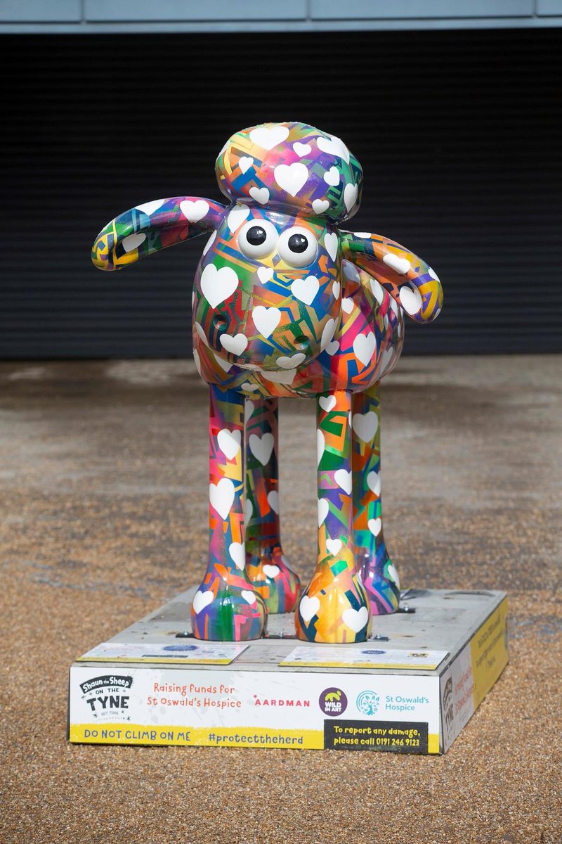 My_Metro's tweet photo. 📸 Here’s our Shaun! We are proud to be supporting @shaunonthetyne in aid of @stoswaldsuk and you can see our Shaun sculpture, ‘Luv U’, in Newcastle’s Exhibition Park. Thanks to @tommybaseline for the amazing art work. #ShaunOnTheTyne  @shaunthesheep https://t.co/PnXuYUjbKc