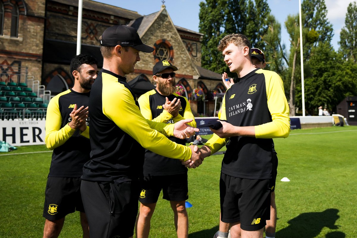 Gloscricket's tweet photo. A special day for Paul van Meekeren and 19-year-old Joe Phillips. Go well chaps! 👊

#GoGlos 💛🖤 https://t.co/dvct2UIIpy