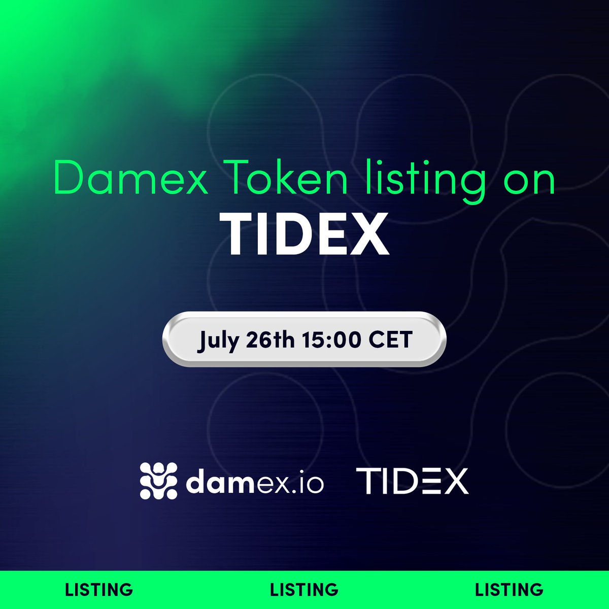 Get ready for 6 months of new listings! 

We're thrilled to announce our next listings, <a href="/Tidex_Exchange/">Tidex Global</a>  

Tidex is one of the industry's leading exchanges and has been around since 2016. 

Mark your calendars for July 26 at 15:00 CET