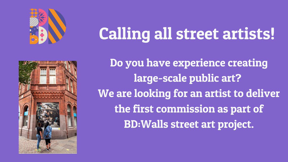 Are you an artist with experience producing large-scale public art? Apply by 7 August for the first commission as part of BD:Walls! curatorspace.com/opportunities/…