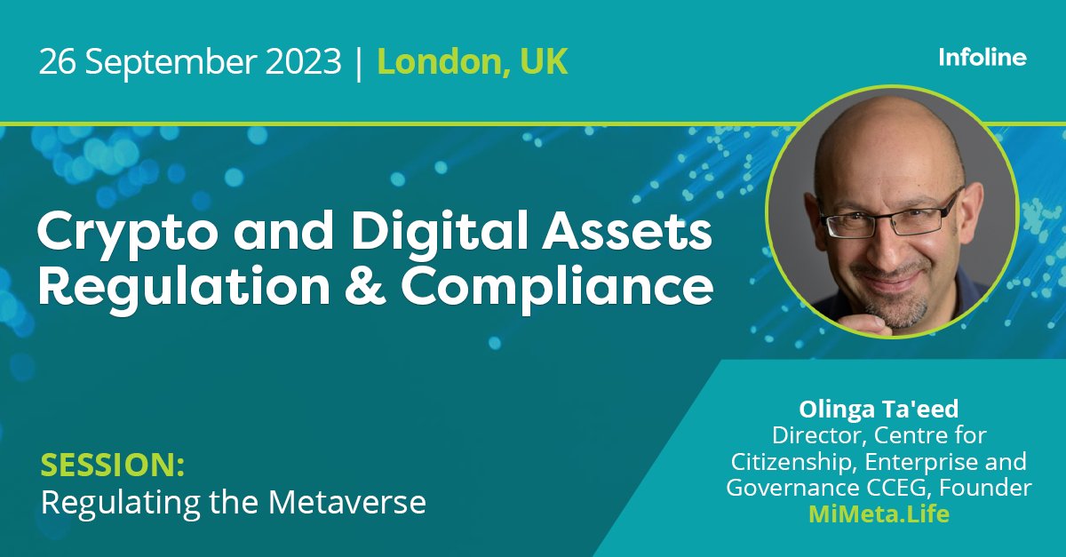MiMetaLife's tweet photo. Come and learn how we are Regulating the #Metaverse and #twinning it with In-Real-Life #IRL #Retail by @olingataeed at 1pm on 26 Sept 2023 in London at #Crypto & #DigitalAssets #Regulation & #Compliance conference @InfolineC https://t.co/ir1Nl3fPAw #CRYPTOASSETS23 #ProcuredValueS https://t.co/4qhnMwCN1d