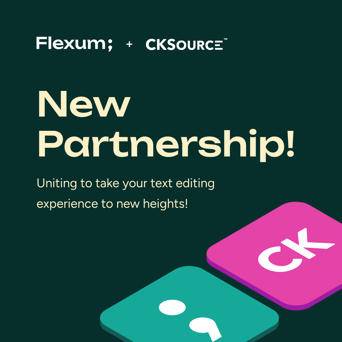 flexumio's tweet photo. We're so excited to announce a partnership with CKSource (makers of CKEditor) to help create bleeding-edge CKEditor implementations for our customers. Also, Flexum was recently featured in a CKEditor case study. Check it out: https://t.co/86RZyekyp2 https://t.co/SqYxbnCccq