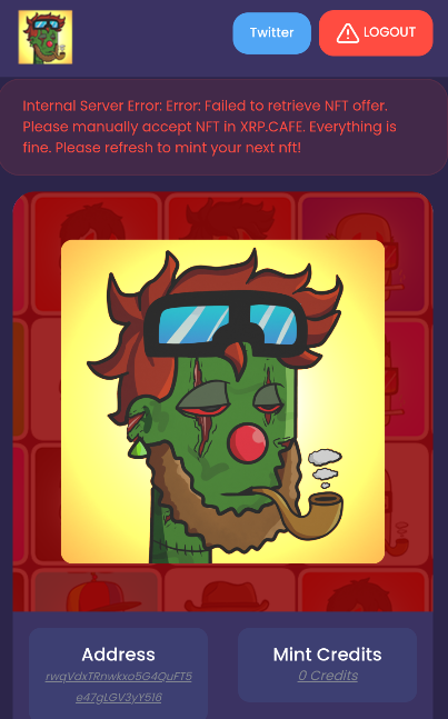 📢This error may occur at times when minting your Boring Clowns Airdrop due to an API failure in searching for the offer index of the NFT you minted, which was sent to you.   

🤡If this happens, rest assured that you can easily accept the NFT on any marketplace like Xrp Cafe.