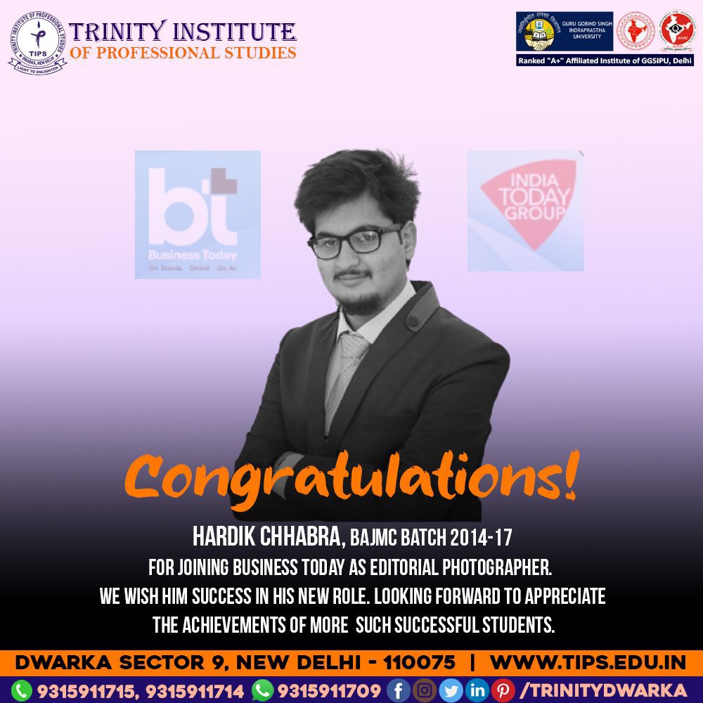 TrinityDwarka's tweet photo. Alumni are the heart of a Institute . We celebrate the achievements of our star alumni Hardik Chhabra. Wishing you great success in life. #alumniachievements #trinitydwarkaachievements #bajmcachievements #bajmcstudentachievements #tipsdwarkaachievements #alumni #staralumni https://t.co/lzUqLXMS6G
