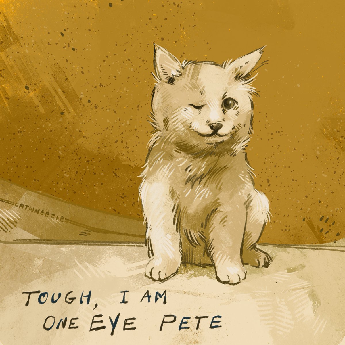 catwheezie's tweet photo. I love one eye Pete!! This is cat art 437. https://t.co/infXxD84ND