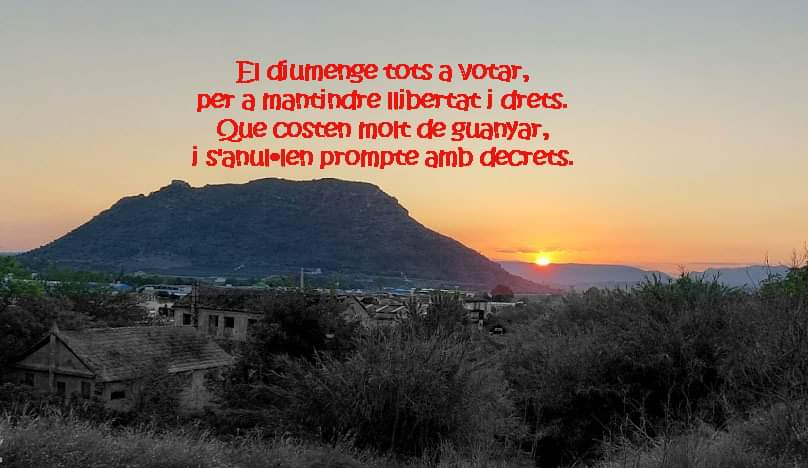 joseradrec's tweet photo. El diumenge tots a votar,
per a mantindre llibertat i drets.
Que costen molt de guanyar,
i s'anul·len prompte per decrets. 

Per la sanitat
i l'educació pública efectiva.
Per seguir amb polítiques d'igualtat
de manera constant i activa.
.- José Ramón Cerdà. (Trellater) https://t.co/hcs7Y9jOXQ