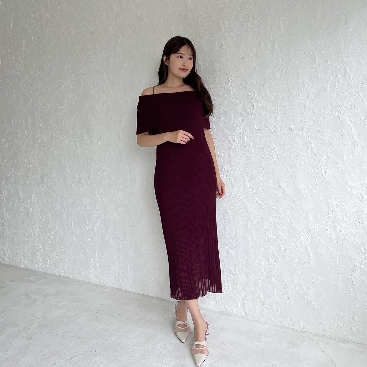 🏷Plage Random Rib Knit Dress - plum - 華やかで女性らしいplum
