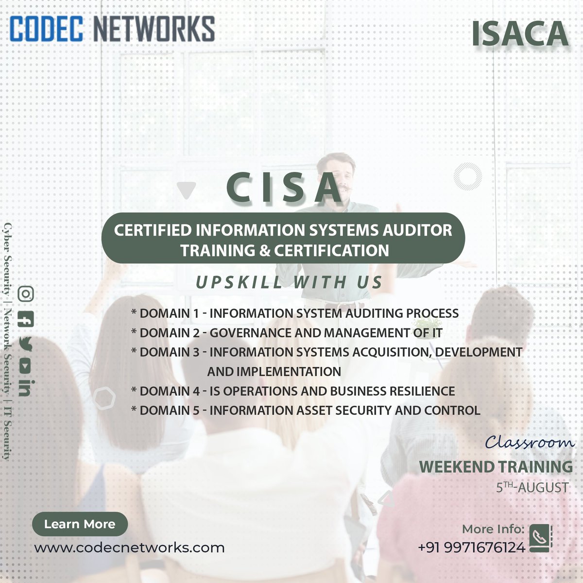 Codec_Networks's tweet image. The #CISA is a professional #ITCertification offered by #ISACA. It is a globally recognized certification that validates the skills and expertise of information systems auditors and security professionals.
👉 #CISATraining ➖ lnkd.in/ggEaK8H
#ISACAtraining #ITTraining