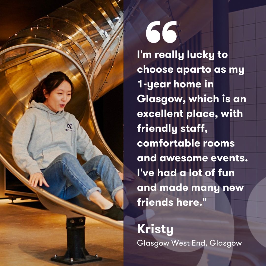 Testimonial Thursday! Thanks, Kristy!

We love hearing about your fantastic stay with us. 🥳

Team aparto is dedicated to ensuring your stay with us will be memorable and help build long-lasting friendships. 🫶🏼

#apartofyourstory #studentliving #apartofglasgow