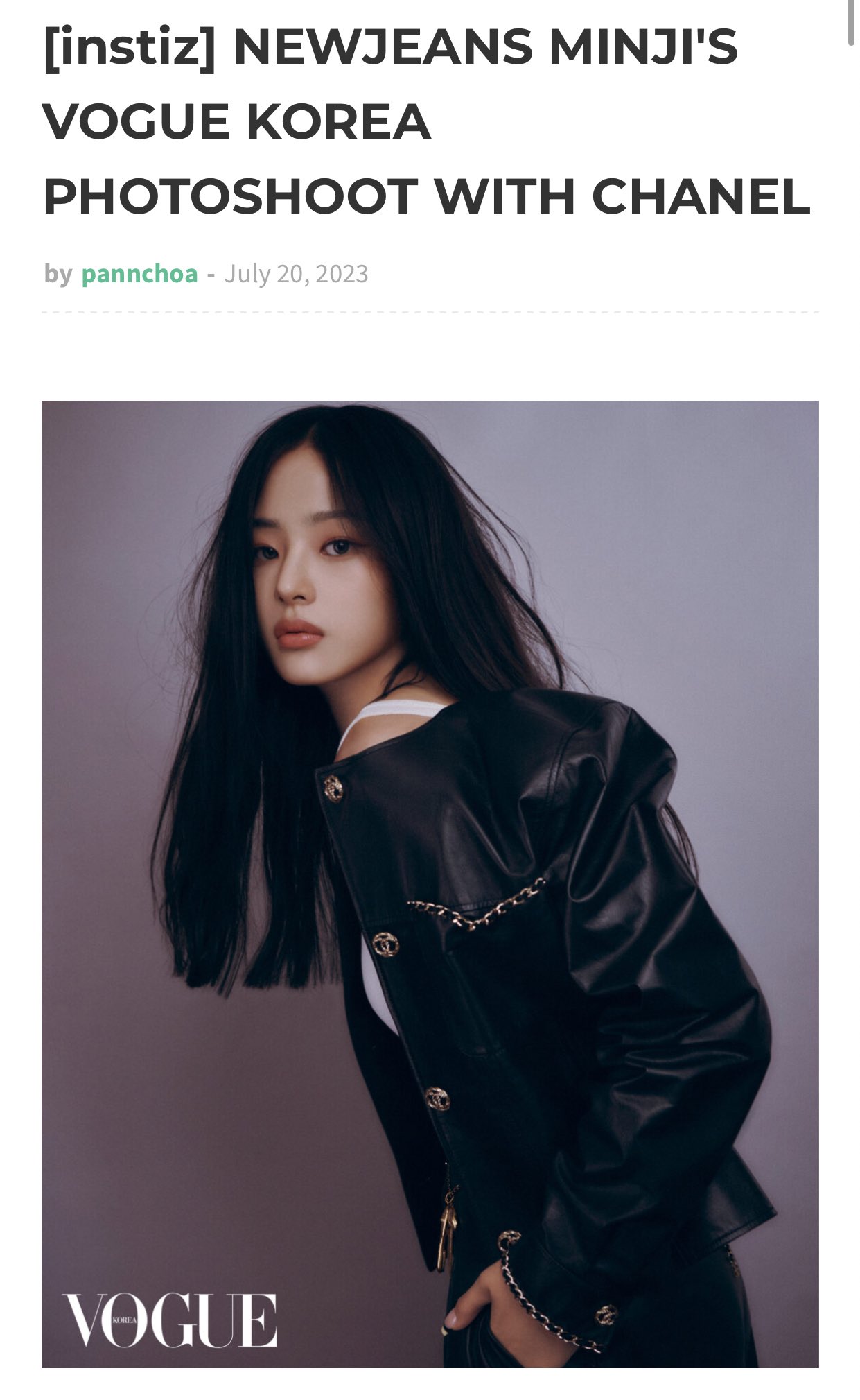 notpannchoa on X: [ notpannchoa ] VOGUE Korea releases Chanel photoshoot  with NewJeans Minji   / X