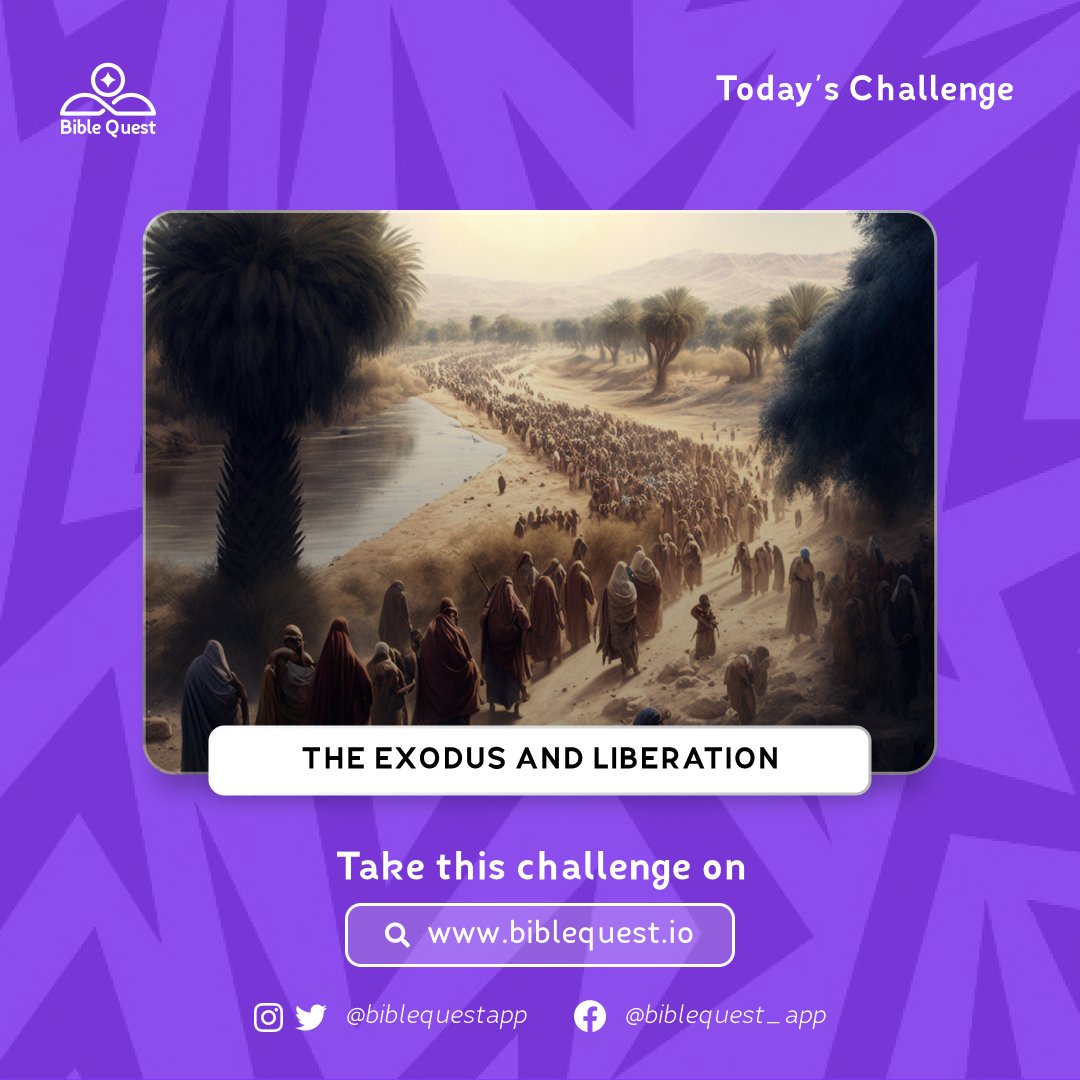 Breaking Free, Forging Paths! 📍

Explore the awe-inspiring Exodus journey, where chains were shattered and destinies were rewritten. ✒

Let the Exodus story ignite you, empowering you to conquer obstacles and embrace a life of liberation. ⚡

Today, on biblequest.io