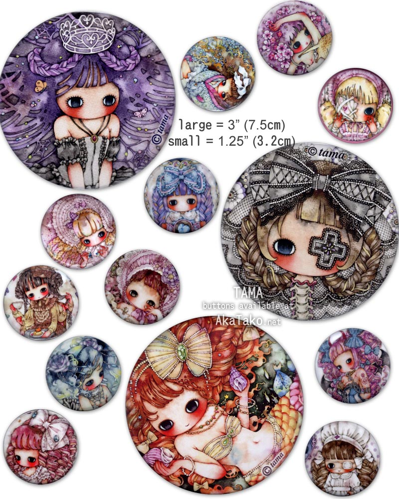 AkaTakonet's tweet photo. Buttons &amp; pins are 25% off until end of July. Tama pin-back buttons shown here. Coupon code = JULY25.
https://t.co/XB52n1o1C9
@tama3xxx #tama #tamawatercolor #tamaart #buttons #pinbackbuttons #canbadge #artbuttons #art #japaneseart #akatako #sale #summersale #たま #缶バッジ https://t.co/qj9ZoEVYQJ