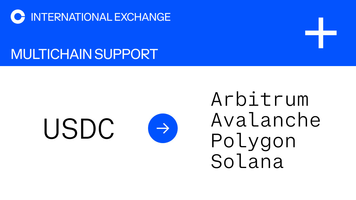 Navdeep51211550's tweet photo. Multicain support added for USDC. 

Coinbase International Exchange users are now able to deposit and withdraw USDC on Arbitrum, Avalanche, Ethereum, Polygon, and Solana networks.  https://t.co/XkDPrt39M1