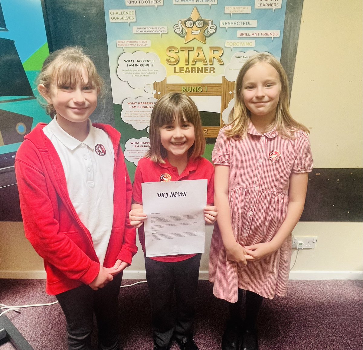 DSJ_Year4's tweet photo. Very proud of these three girls for writing their very own DSJ news! Well done! Keep it up in Year 5! 🤩🤩🤩 @DSJ_Academy https://t.co/gsGZXeiS25