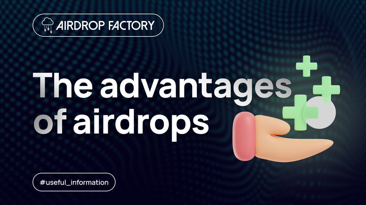 _AirdropFactory's tweet image. Airdrops for beginners: why and what for?

It is safe for the budget of a new crypto investor, receiving airdrops gives a number of other advantages:

- Experience
- Skills in project analysis
- Potential rewards