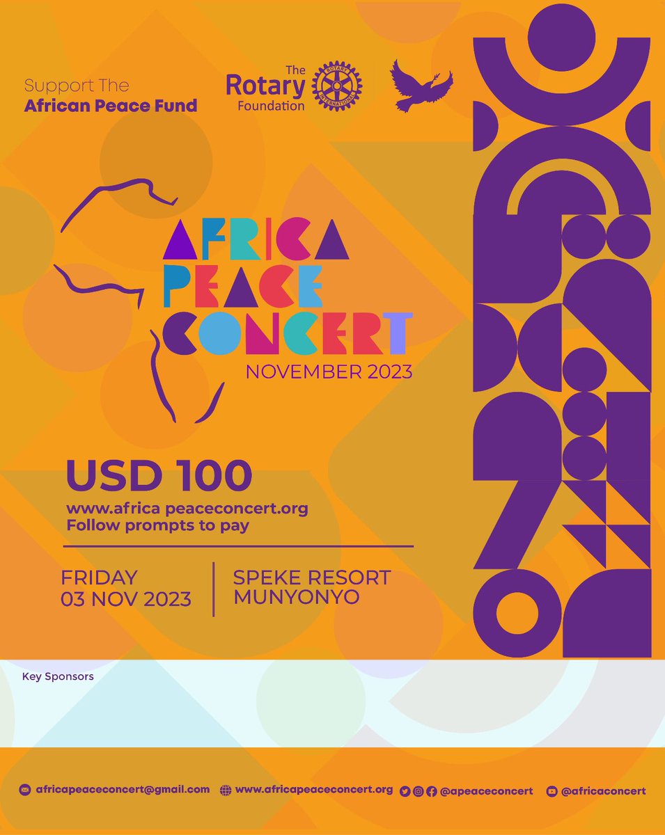 RotaractD9213's tweet photo. Calling all peace advocates! Don't miss the Africa Peace Concert 2023 on November 3rd. Let's come together to celebrate diversity and promote lasting peace. Register today at https://t.co/wQ0zPo0vak Only 500 physical seats available!
#APeaceConcert https://t.co/IhxE7Q5sff