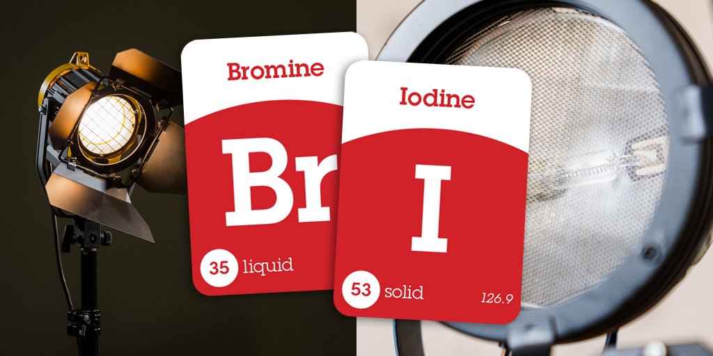 ElementsTrivia's tweet photo. Used widely in the theatrical and studio industries, halogen lights consist of a tungsten filament, enclosed in an environment of an inert gas and a small amount of a halogen, bromine or iodine. #halogen #periodictable #trivia https://t.co/7GNcUxEhI6