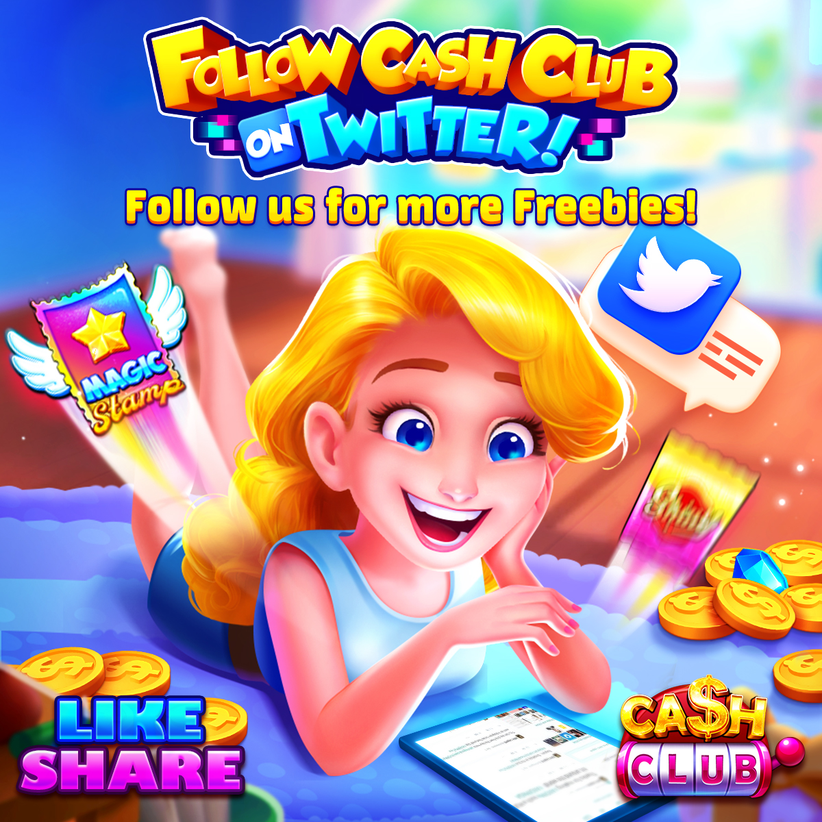 Welcome to Cash Club! 🎉 
𝐉𝐨𝐢𝐧 our community of players &amp; follow us on 𝐓𝐰𝐢𝐭𝐭𝐞𝐫 for juicy offers, tips &amp; games! 😎🎮
💰💸app.cashclubcasino.com/BTQ1SK
Don't miss out on the fun, follow us now! 
#CashClub #JoinTheFun #Jackpot