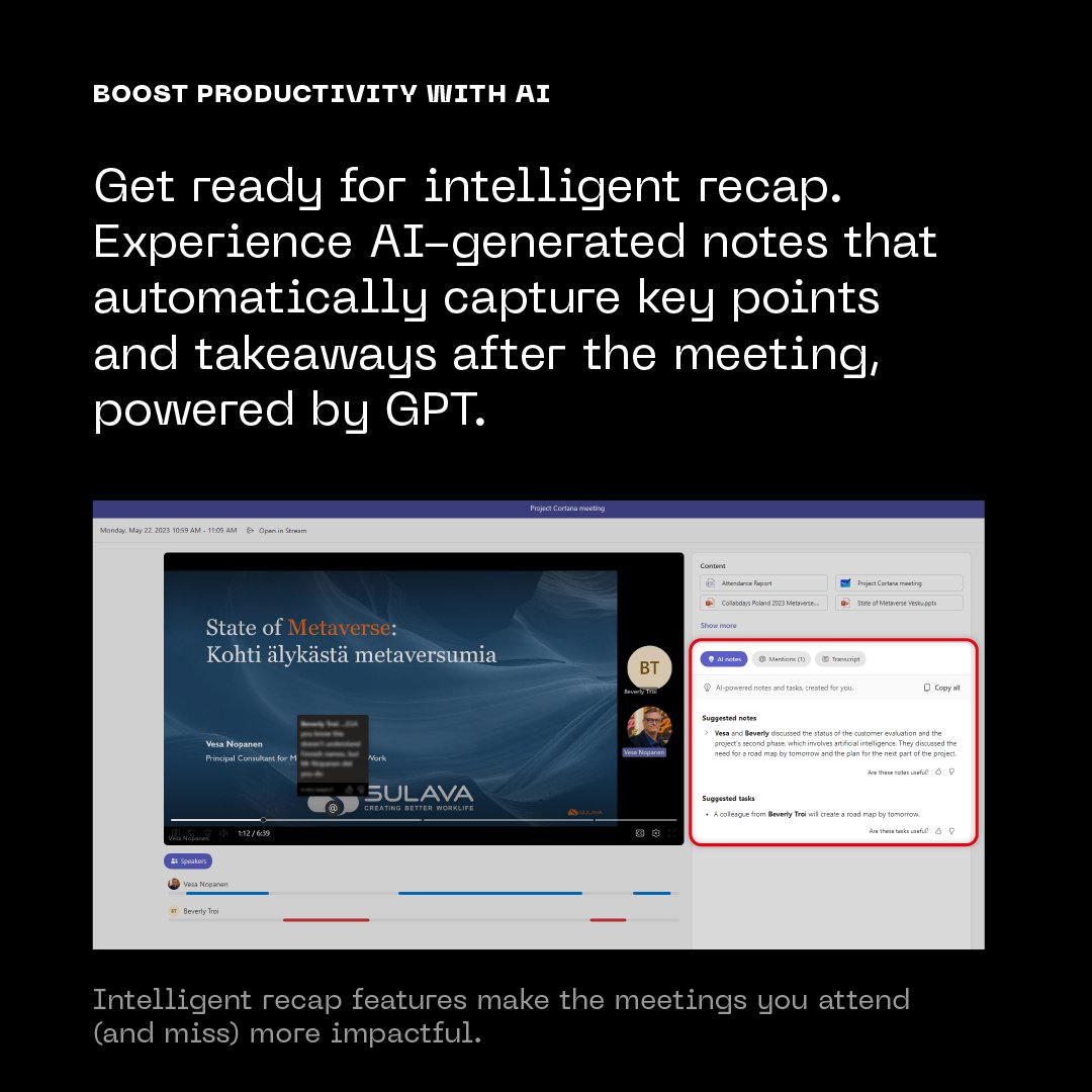 💻 #MicrosoftTeamsPremium 💻 Discover how can do more with less by making every meeting more personalized, intelligent, and protected. 

Thank you to <a href="/vesanopanen/">Vesa Nopanen #M365 #Copilot #AI #MVPBuzz</a> for sharing insights on how <a href="/SulavaOy/">Sulava</a>  transformed their #meetings and #webinars: rb.gy/jmy7r

#Microsoft