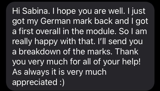 TheIdealTeacher's tweet photo. ๐ฉ๐ช LOVE messages like this one from students! Iโve tutored him since 2018
iGCSE German - Grade 9
Pre-U German - Distinction
German Module at Uni - First
PROUD. โค๏ธ
#germanteacher
#germantutor
#alevelgerman
#germanalevel
#theidealteacher https://t.co/wj8LmE4Idd