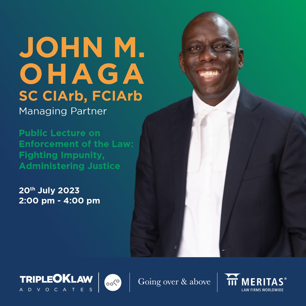 TripleOKLawLLP's tweet image. #Happeningtoday Join our Managing Partner, @JohnOhaga as he gives a public lecture on Enforcement of the Law: Fighting Impunity, Administering Justice hosted virtually by the UON Faculty of Law, Parklands from 2:00 pm to 4:00 pm.
#PublicLecture #EnforcingTheLaw #TripleOKLaw
