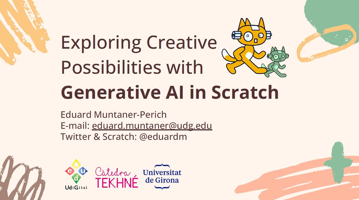 eduardm's tweet photo. Today is #ScratchConference. I will give an ignite talk on Generative AI and @Scratch, and participate in a panel about the #MontessoriTech @EUErasmusPlus project. With @udigitaledu, @CatedraTEKHNE, @MontessoriWMI, @jordifreix, @pirvu_delia, Maria Berrocal and Sarah Kennedy-Berge https://t.co/5Rydavs1lF