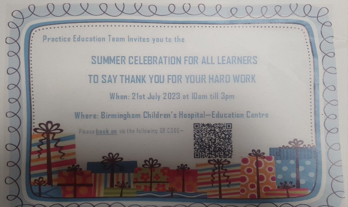 Summer Celebration is tomorrow - please book on using the link below if you would like to attend! 

forms.office.com/Pages/Response…

All Learners currently on placement at BWCH invited.

Educators also welcome :)