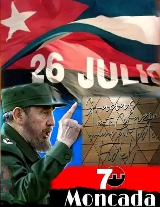 YOGAenCUBA's tweet photo. Hoy y siempre el 26 de Julio será un día de victorias para todos los cubanos. Recordaremos esta fecha como el día que decidimos ser verdaderamente libres.
#70Moncada 
#CubaViveyVence https://t.co/4USArsxvDR
