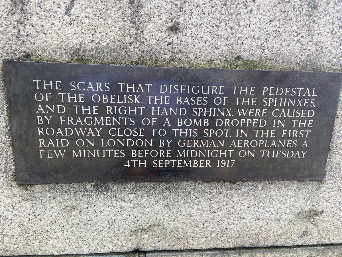 JonathanWoodhe2's tweet image. Amazing how evidence of the #FWW is still around - the infamous Sphinx &amp;amp; Obelisk on Embankment show bomb damage from a German Air Raid in 1917. #Embankment @_GeorgeMcMullen @GreatWarLondon @WW1_Education @HistoryandMoore @IFrase_ @ProfPeterDoyle