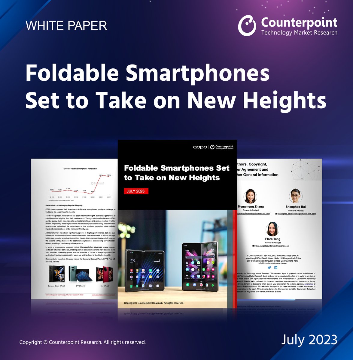 CounterPointTR's tweet image. We’ve just published a White Paper documenting the rise of foldable smartphones globally, with China the leading market globally accounting for more than one-quarter of foldable shipments last year.

And so far in 2023, @OPPO is making its mark domestically with the Find N2 Flip,…