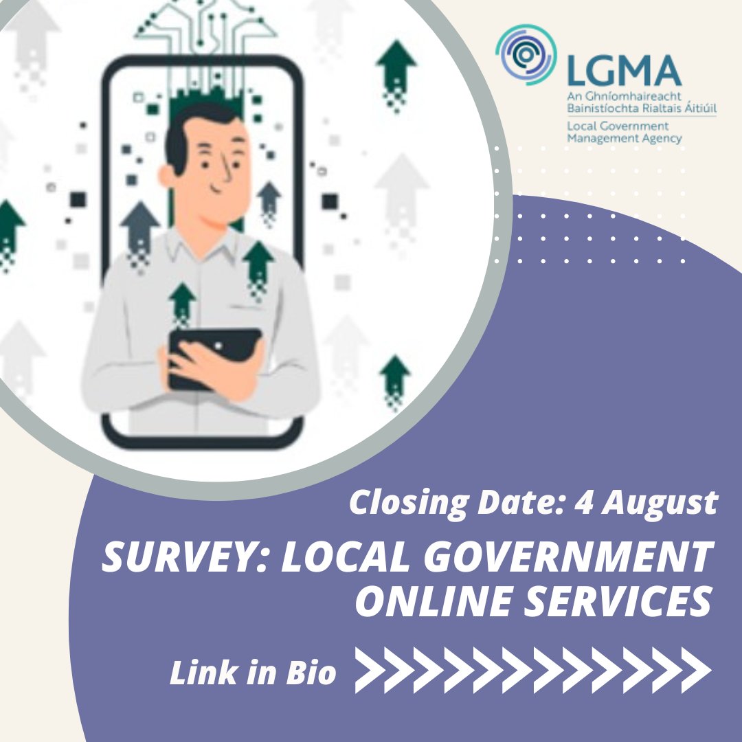 Cork City Public Participation Network (@corkcityppn) on Twitter photo #Consultation
The <a href="/LGMAIreland/">Local Government Management Agency</a> is currently conducting a public survey on Local Government Online Services to better understand how you currently use digital and online services and how you’d like to use them in future.
Closing Date: 4 August
Link in Bio. #Consultation
The <a href="/LGMAIreland/">Local Government Management Agency</a> is currently conducting a public survey on Local Government Online Services to better understand how you currently use digital and online services and how you’d like to use them in future.
Closing Date: 4 August
Link in Bio.