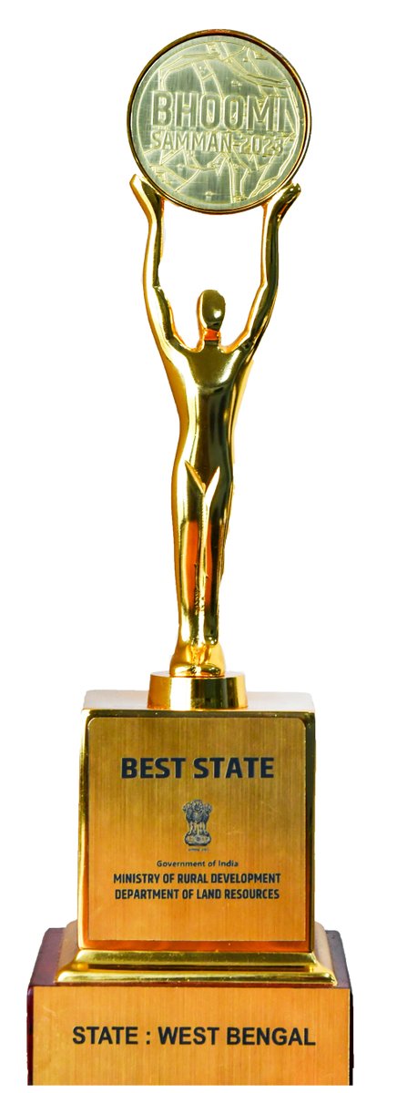 MamataOfficial's tweet photo. I am proud to announce that GoWB has won the Prestigious ‘Bhoomi Samman Platinum Award’ from Govt. of India as the ‘BEST STATE’ for our outstanding achievement in the modernization of Land Records. 

Bankura, Howrah, Murshidabad & Nadia Districts have also won the District Level Awards for modernization. 

Our government always endeavoured to modernize & digitize Government records for the sake of transparency & also to provide better service to the people of Bengal. 

I congratulate all who made Bengal proud once again!