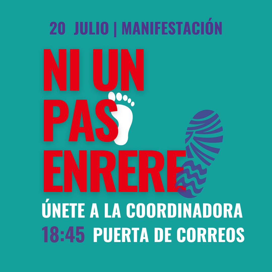 🪧⚠️MANIFESTACIÓN 20J: Luchemos por nuestros derechos antes de que nos los quiten.🥷
Por el derecho a educación, sanidad🩺, servicios sociales👪 y pensiones públicas.

‼️ QUEDADA:

⏰ 18:45 el 20 de julio

📍puerta de Correos en la plaza del Ayto. de Valencia. #niunpasenrere