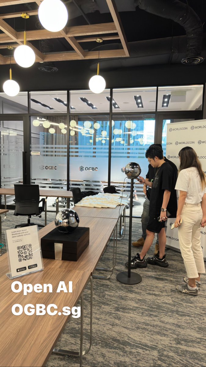 IVES_OGBC's tweet photo. Open AI's first Orb is now officially operate at our OGBC Office in Singapore 🇸🇬🥳🥳 From now on, colleagues can come and perform iris authentication 👁️ @ogbcogbc @OpenAI @worldnetwork 

#openai #chatgpt #worldcoin #ogbc #crypto #web3 https://t.co/Yf1dWTw2Uk