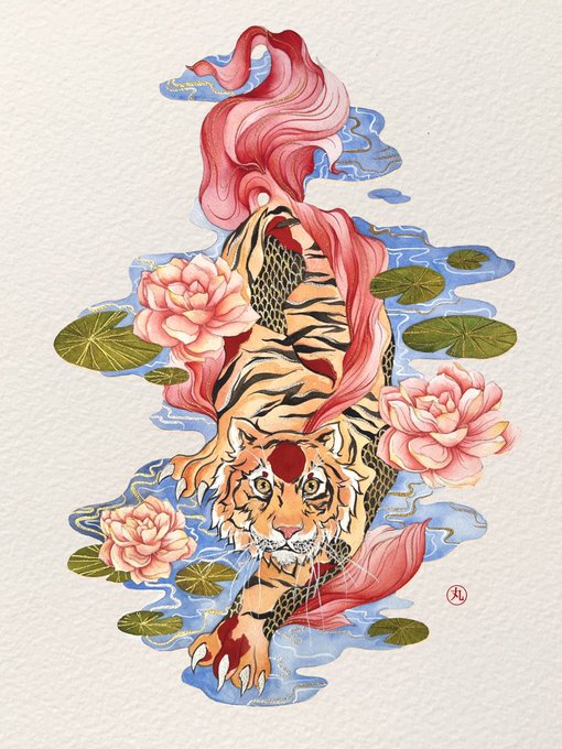 「flower tiger」 illustration images(Latest)