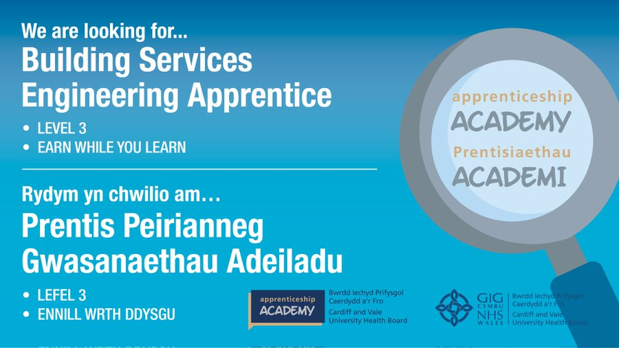 Do you have a passion for engineering and looking for your next opportunity, we are looking for 2 apprentices to join our team in a range of roles, click to apply: jobs.nhs.uk/candidate/joba… @CV_UHB @Gidmaro1 @abisimonharris @SimpsonG1986 #attractrecruitretain #Peopleandculture