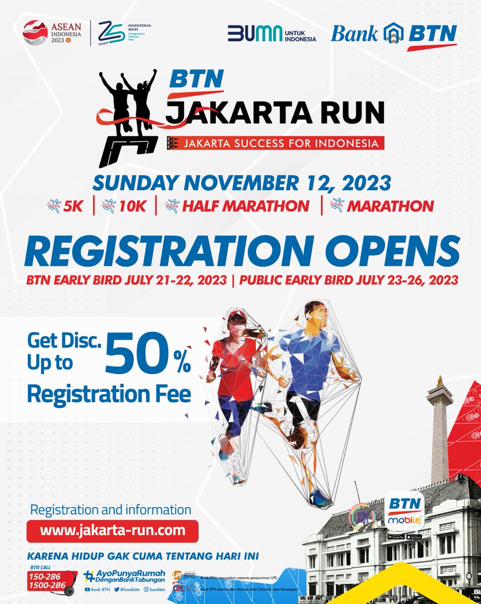 ARE YOU READY TO RUN WITH US? 🏁 FINALLY THE WAIT IS OVER… BTN JAKARTA RUN  2023 REGISTRATION IS OPEN!