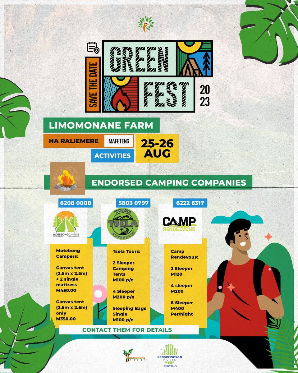 limomonane's tweet photo. There is no camping like Green Fest Camping. The fireside chats under the clean Lesotho skies are to die for.😍 Amazing vibes only. Please checkout our camping packages and book with our endorsed Camp Masters. Green Fest23, #BePartOfTheImapct

#GreenFest23
#ecotourism
#Lesotho https://t.co/zgjO8hwmWf